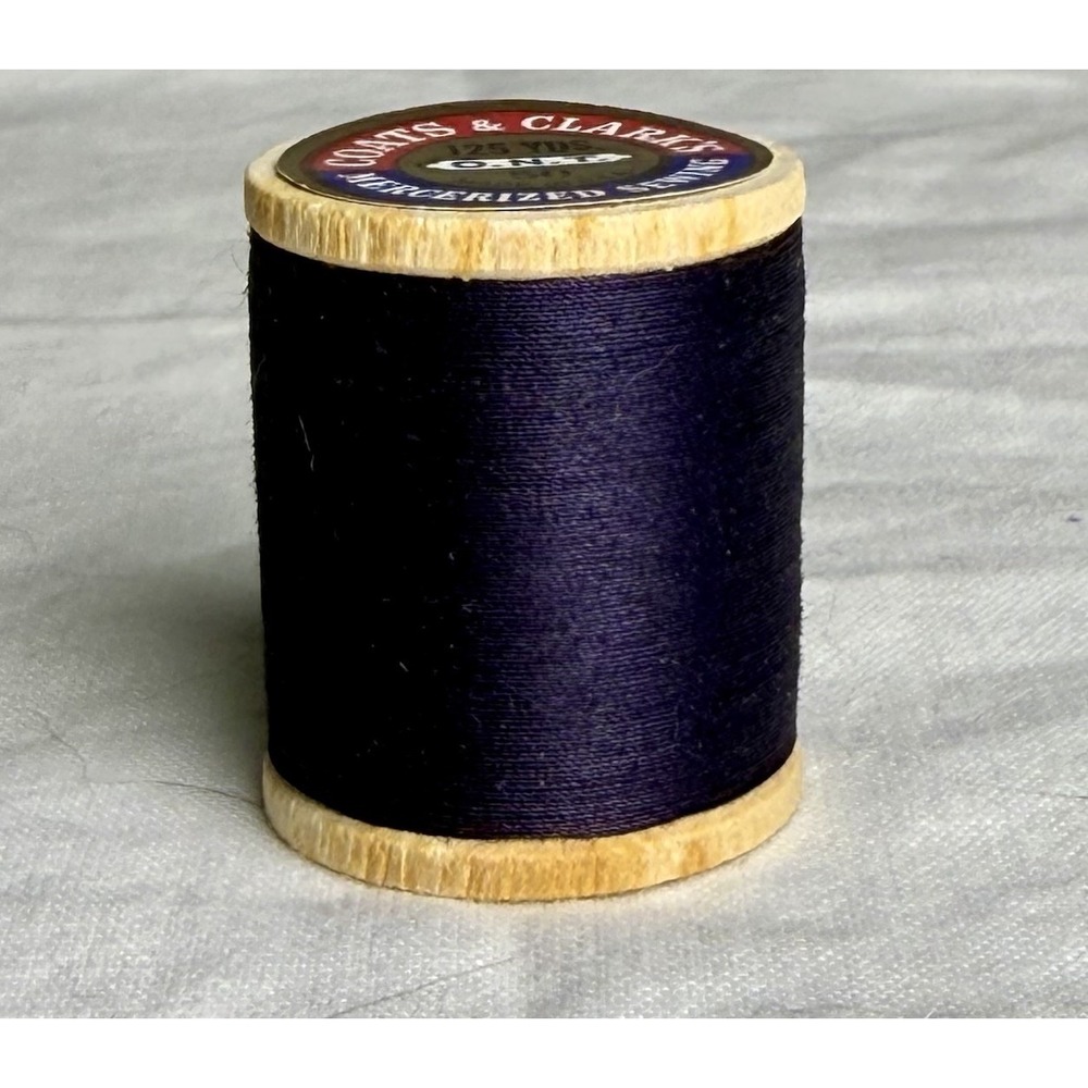 Vintage NEW Coats & Clark's 125 Yards #14 Dark Navy Thread Wooden Spool
